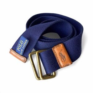 Polo by Ralph Lauren Navy Blue Canvas and Leather Belt